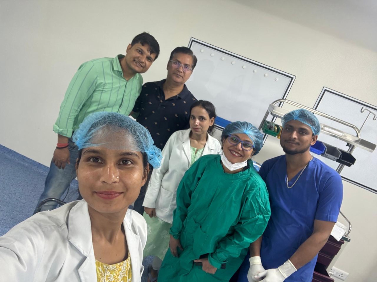 Clinical team in surgical attire at Lucknow Institute for Fertility, Endoscopy, Lucknow
